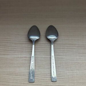 Set of Two Vintage Delta Airlines Stainless Steel Spoon Teaspoon 5-5/8" ABCO